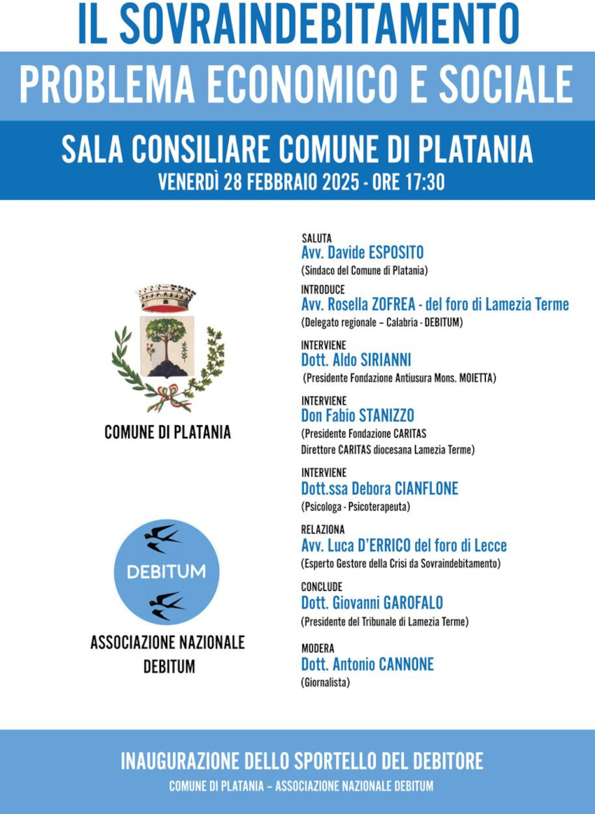 Platania locandina Debitum 28 febbraio